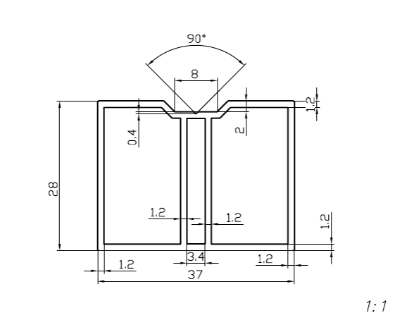 Профиль алюминиевый BASIS 28 х 37 х 4000